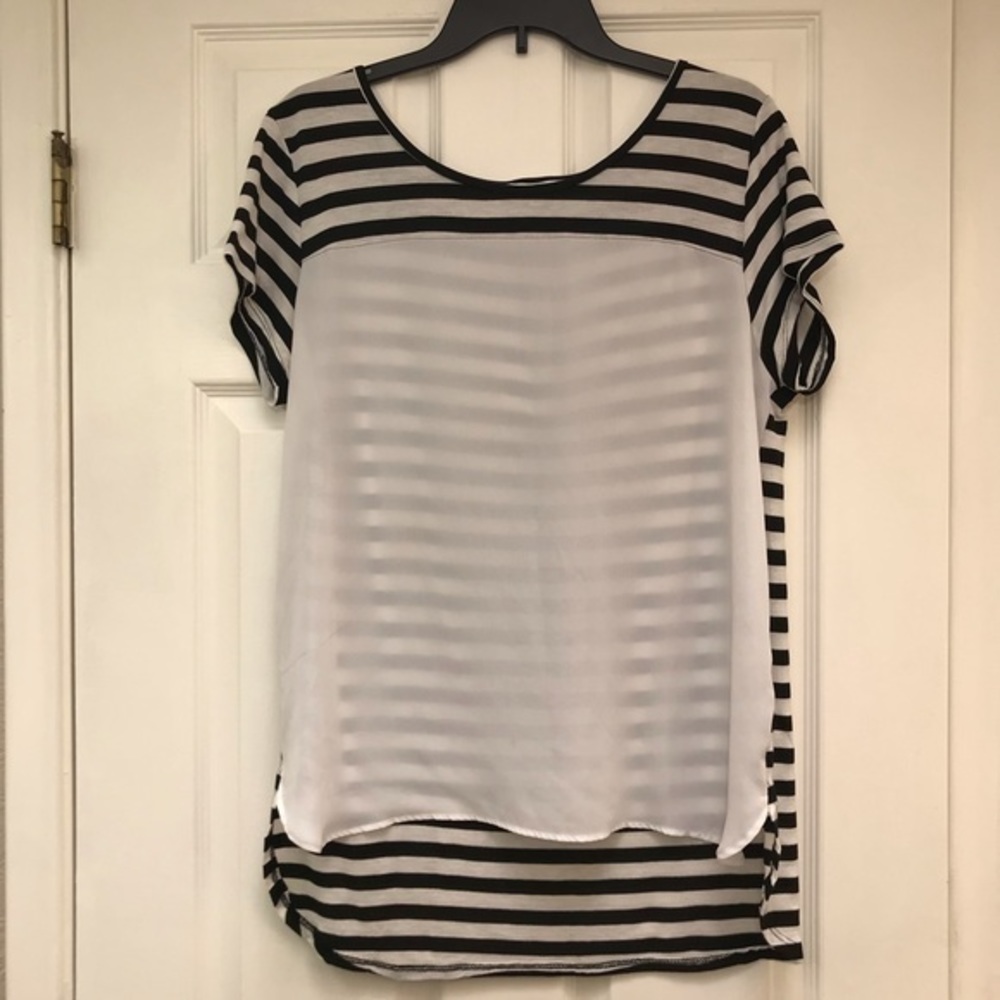 Honey & Lace White Front Black Stripe  BackTop-Size L